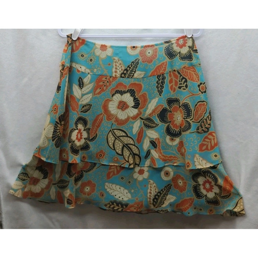 Rafaella Tiered Chffon Lined‎ Skirt Large Floral Print, Boho, Hippie, Fairy